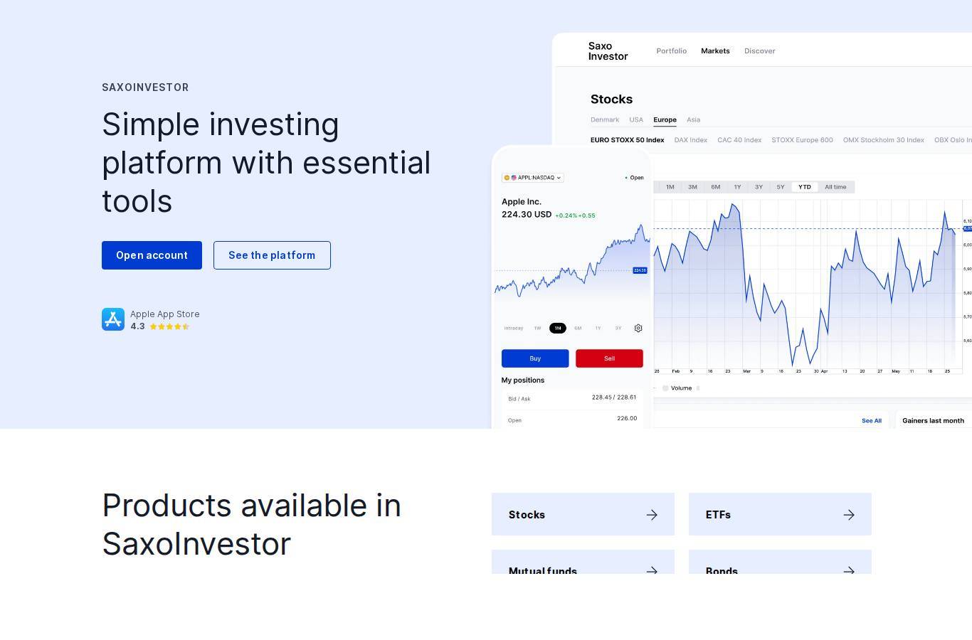 The platform page on the Saxo Bank website
